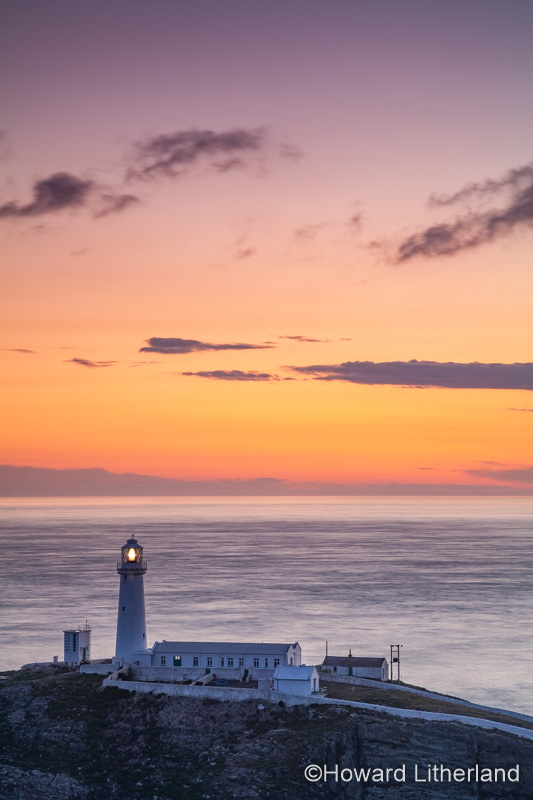 South Stack lighthouse at sunset, Anglesey on the North Wales coast