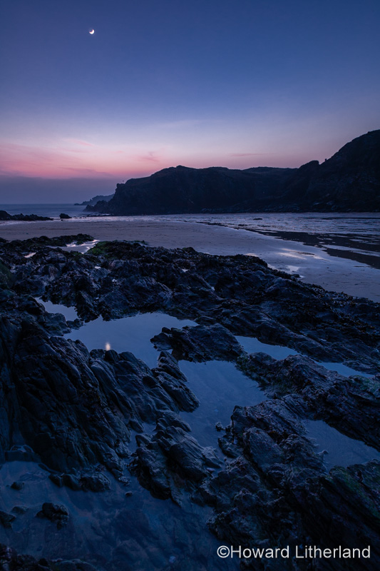 Trearddur Bay at low tide at dusk, Anglesey, North Wales