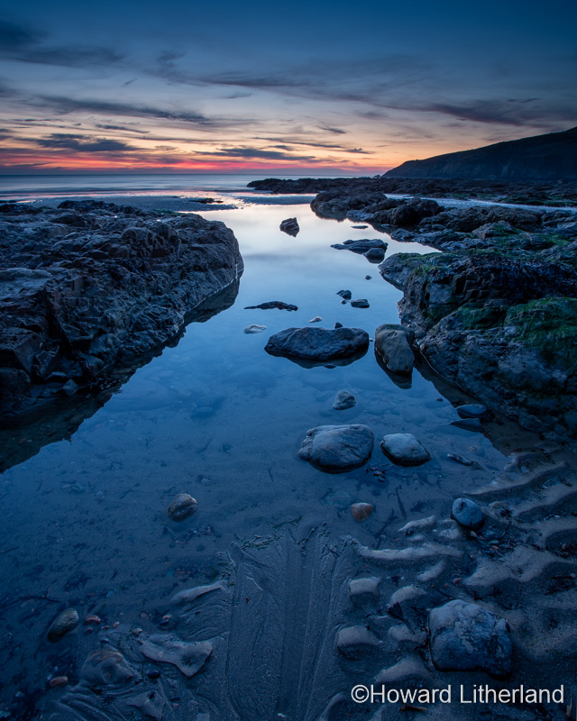 Dusk over Church Bay on the coast of Anglesey, North Wales