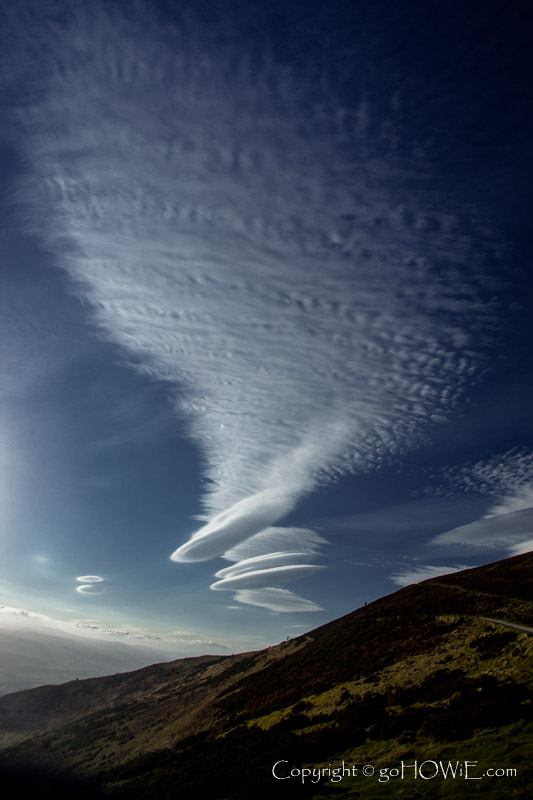 Lenticular clouds over Moel Famau, North Wales