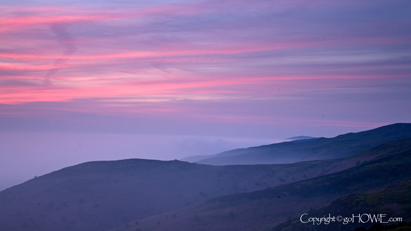 The Clwydian range of hills at dusk, North Wales