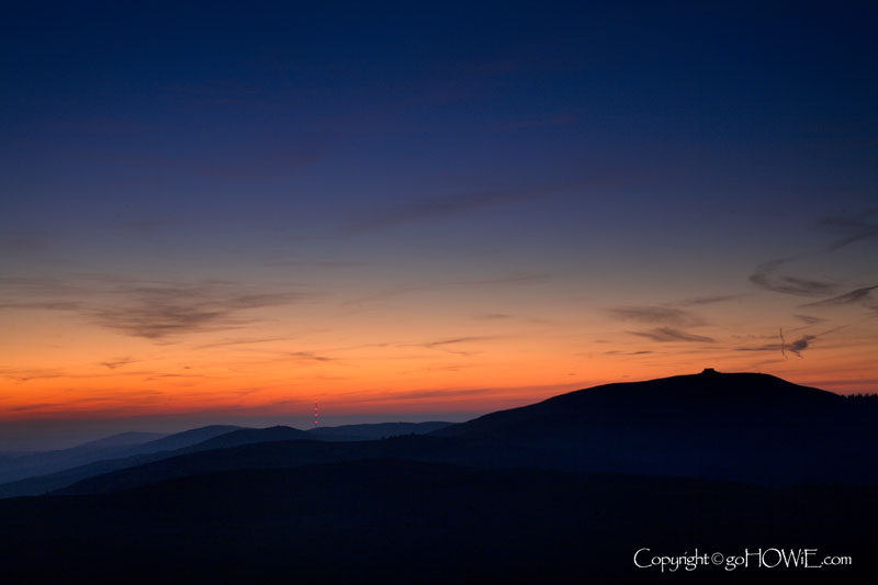 The Clwydian range of hills, featuring Moel Famau, at dusk, North Wales