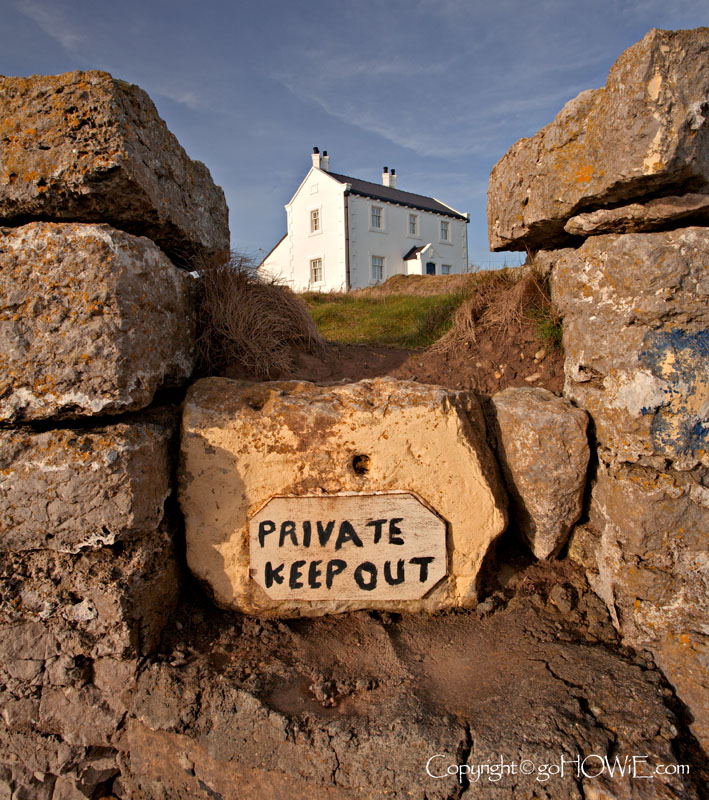 A house with private sign, Penmon Point, Anglesey, North Wales
