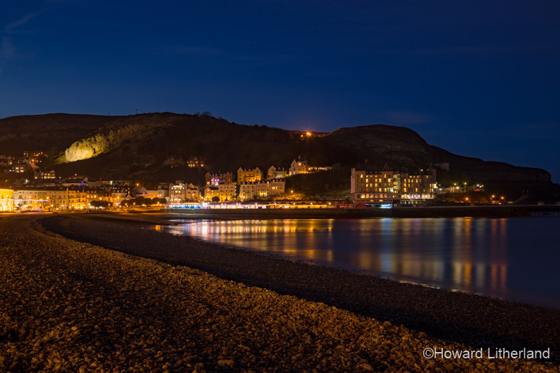 Llandudno and the Great Orme at night on the North Wales coast