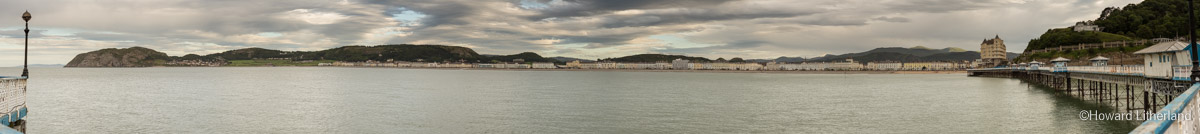 Panoramic image of Llandudno Bay on the North Wales coast, as seen from the end of the Victorian pier