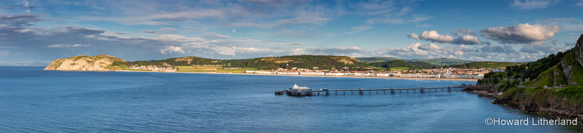 Panoramic view of Llandudno and pier on the North Wales coast