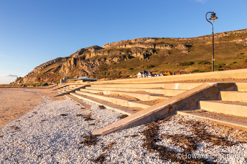Llandudno West Shore steps and Great Orme, North Wales