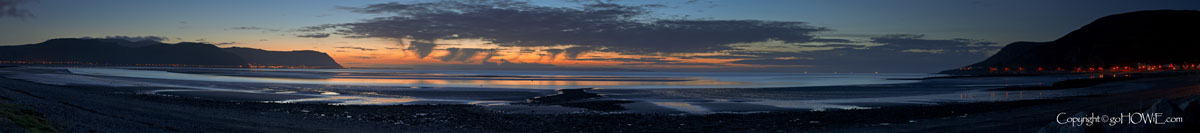 Panoramic image of the West Shore at Llandudno at dusk on the North Wales coast