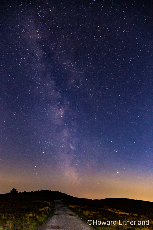 Milky way over the Clwydian Range AONB in North Wales at night