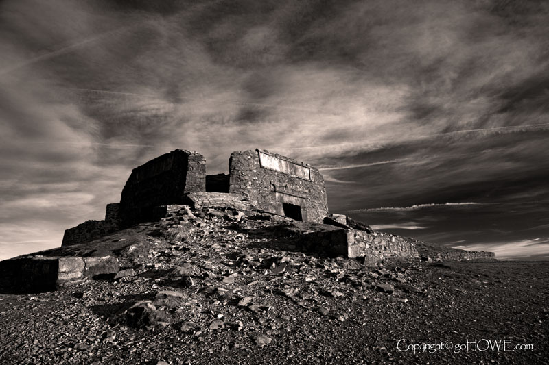 Jubilee Tower at the summit of Moel Famau, North Wales, just after sunrise