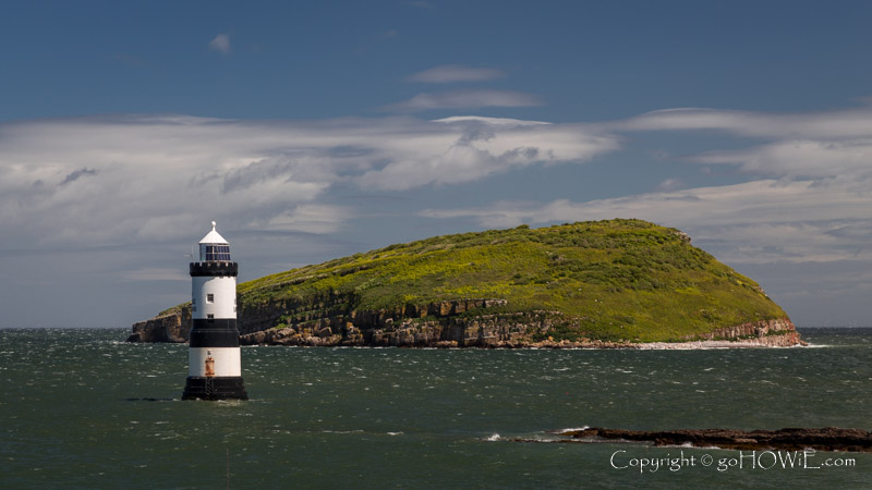 Penmon lighthouse and Puffin Island, Anglesey, North Wales