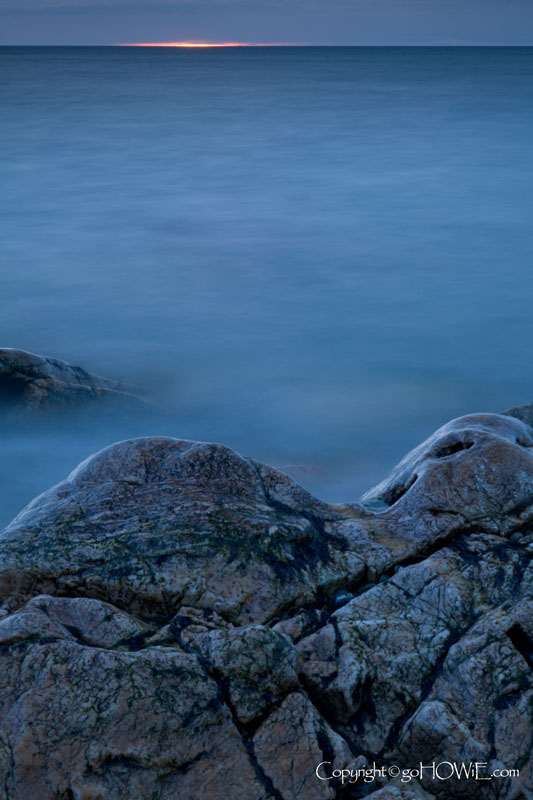 Rock and sea at sunset, Church Bay, Anglesey, North Wales