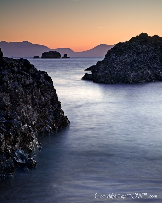 Rocks, sea and mountains, Llandwyn, Anglesey