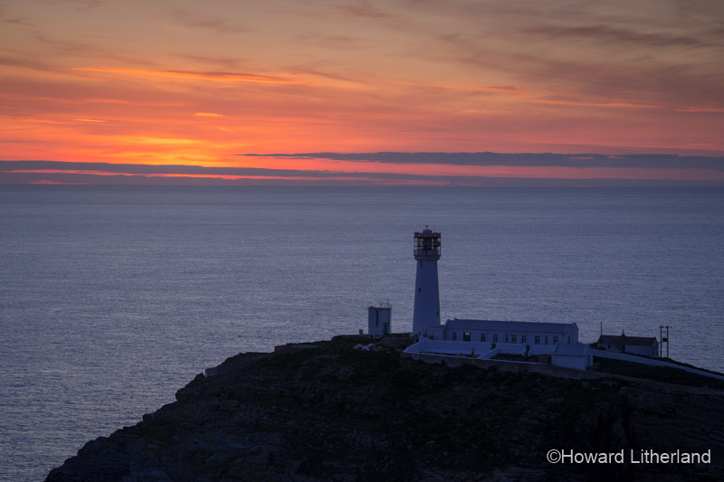 Lighthouse at South Stack at sunset on the Isle of Anglesey, North Wales