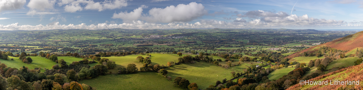 Panoramic view over the Vale of Clwyd from the Clwydian Range, North Wales