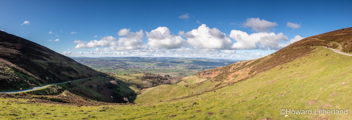 Panoramic view over the Vale of Clwyd from Offas Dyke on Moel Famau, North Wales