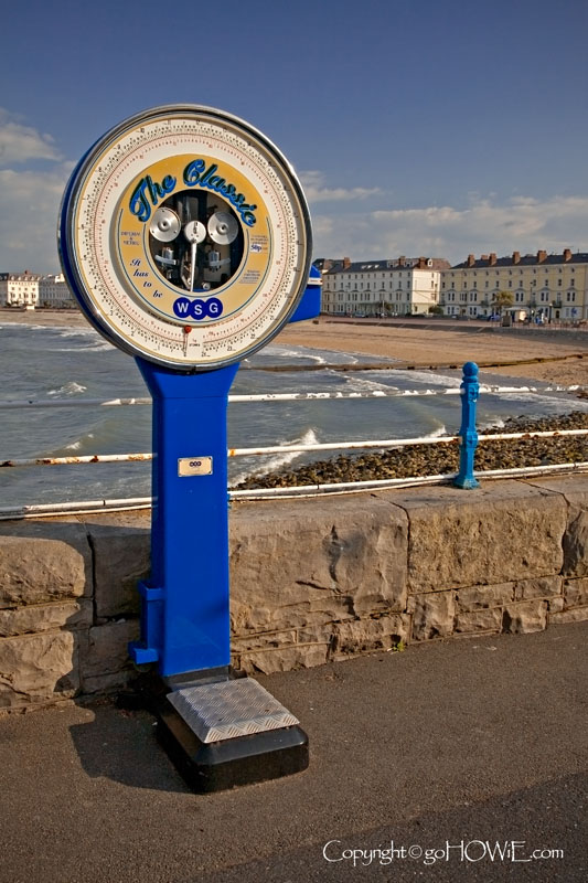 Weighing scales on the pier, Llandudno, North Wales