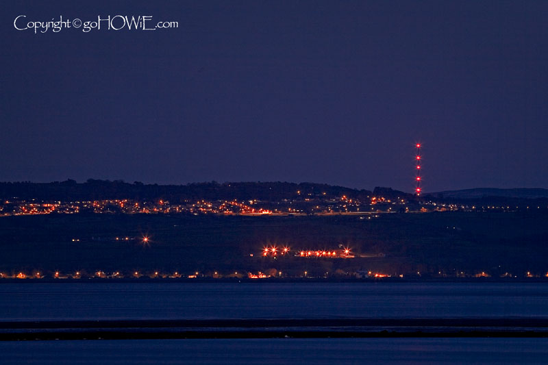 Transmission aerial and lights, North Wales