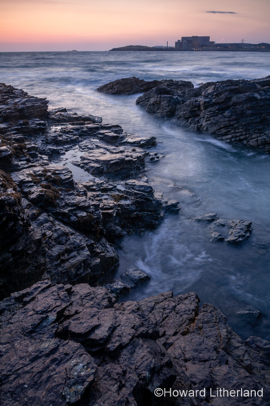 Wylfa nuclear power station at dawn, Anglesey, North Wales