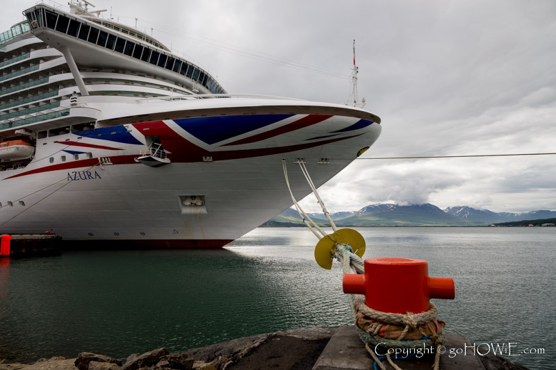 P&O cruise liner Azura docked at Akureyri, Iceland