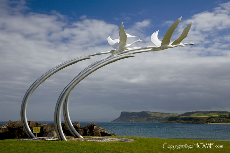 Swan sculpture at Ballycastle, County Antrim, Northern Ireland