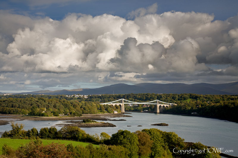 The Telford suspension bridge over the Menai Straits, joining Anglesey to the North Wales mainland