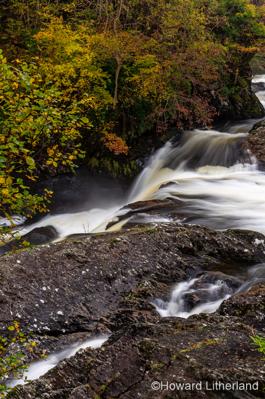 Waterfall on the Afon Llugwy river at Capel Curig, Snowdonia, North Wales