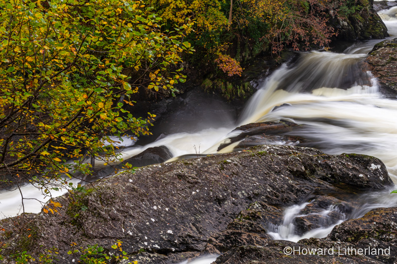 Waterfall on the Afon Llugwy river at Capel Curig, Snowdonia, North Wales