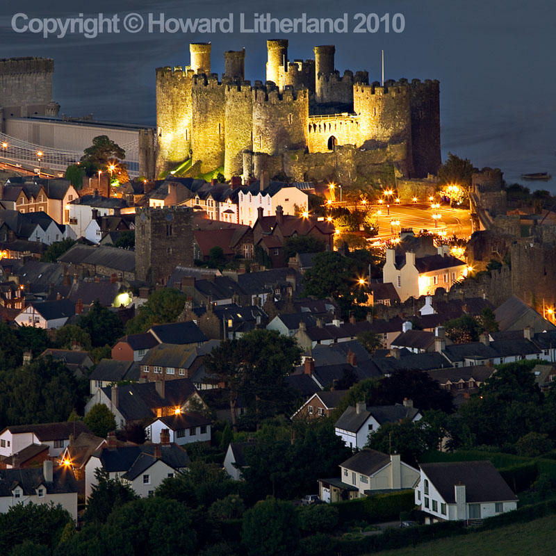Conway castle at night, North Wales