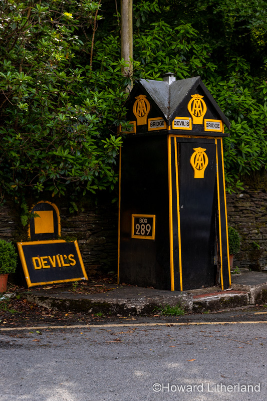 Old fashioned AA call box, Devil's Bridge, Ceredigion, Wales