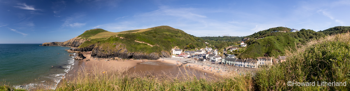 Panoramic view over Llangrannog beach in Ceredigion on the welsh coast
