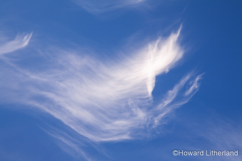 High altitude cirrus clouds against a blue sky