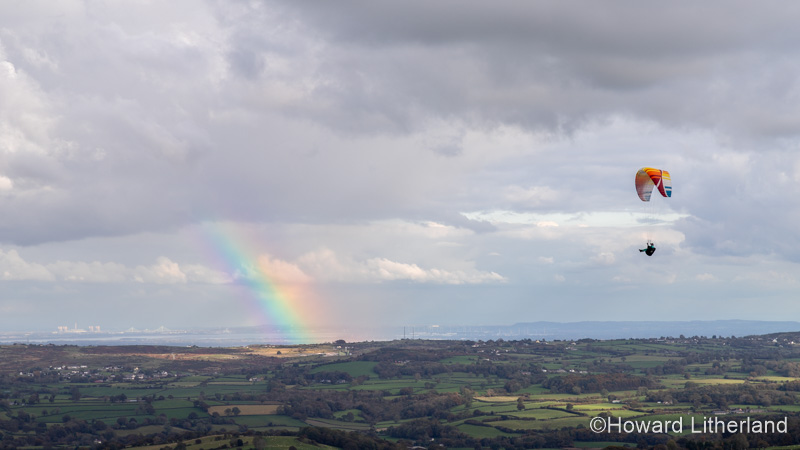 Paraglider over the Clwydian Range, North Wales