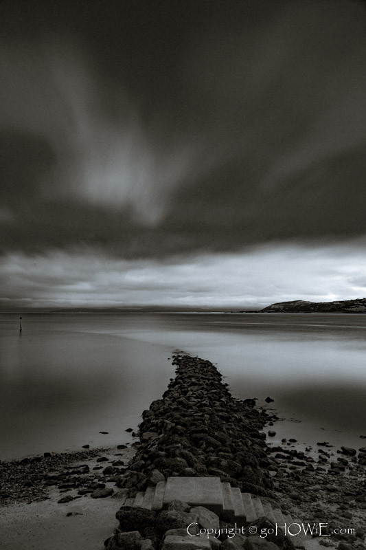 Colwyn Bay under stormy skies on the North Wales coast