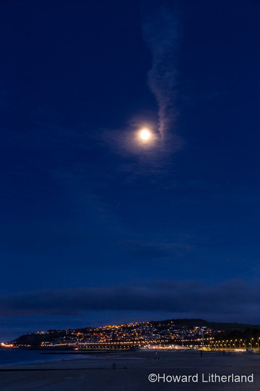 Moon over Colwyn Bay on the North Wales coast