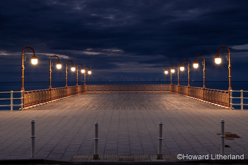 New Colwyn Bay pier at night, North Wales coast