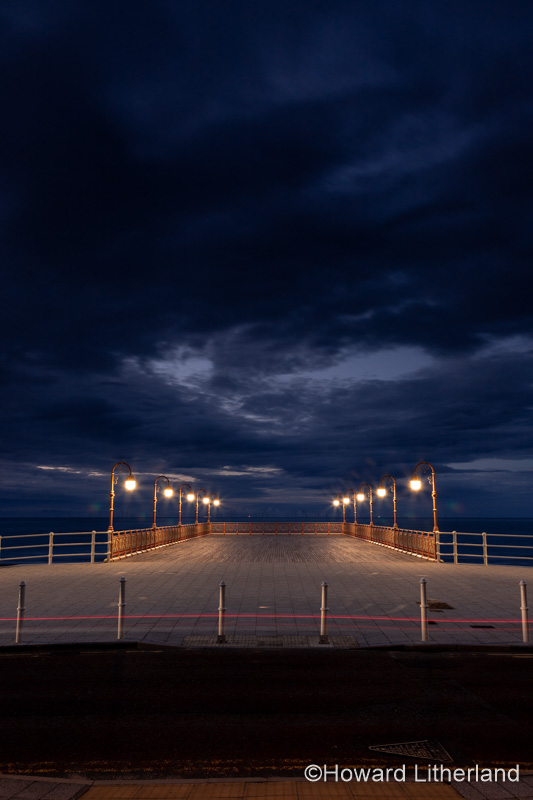 New Colwyn Bay pier at night, North Wales coast