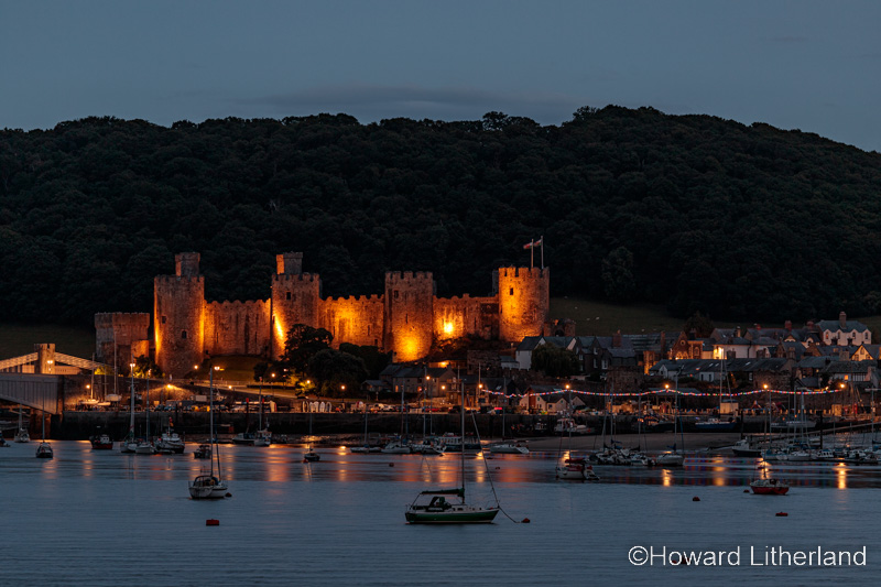 Conway castle at night, North Wales
