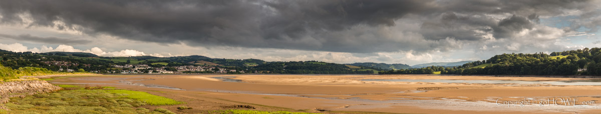 Panoramic image of the estuary of the river Conwy at low tide, North Wales
