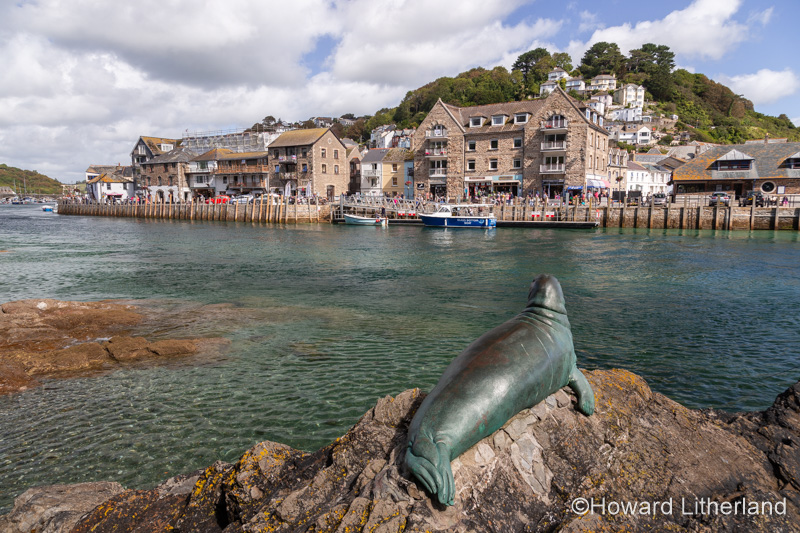 Seal sculpture in Looe harbour, Cornwall, England