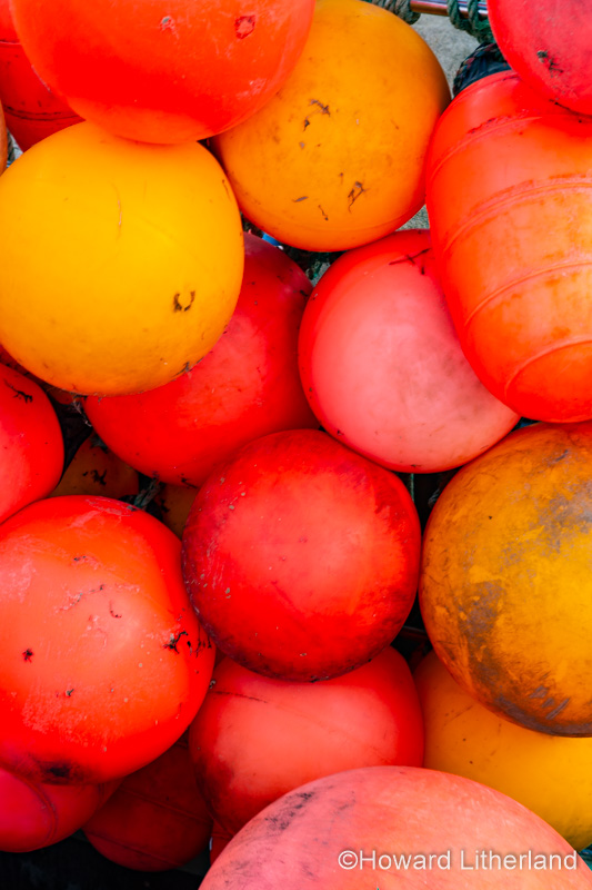 Colourful fishing buoys at Mevagissey, Cornwall, England