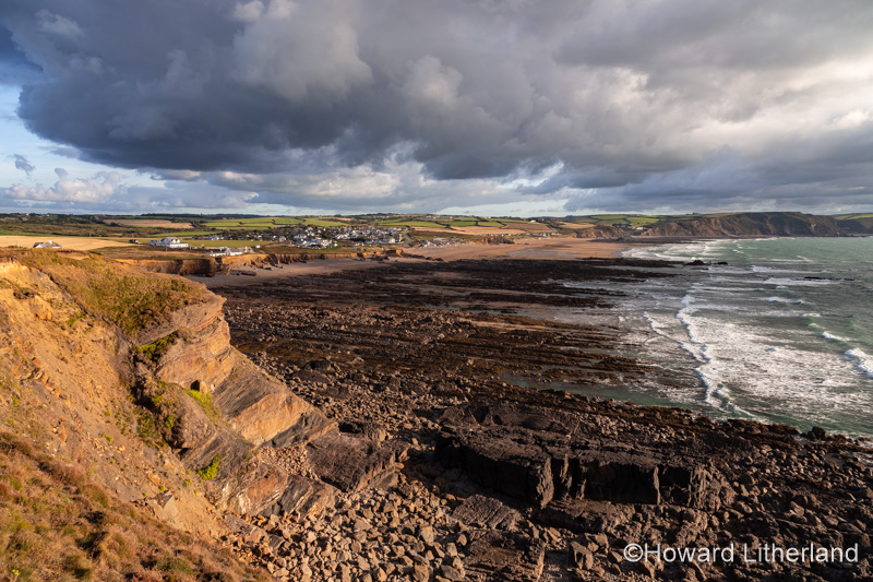 Atlantic coastline of Cornwall, England at Widemouth Bay