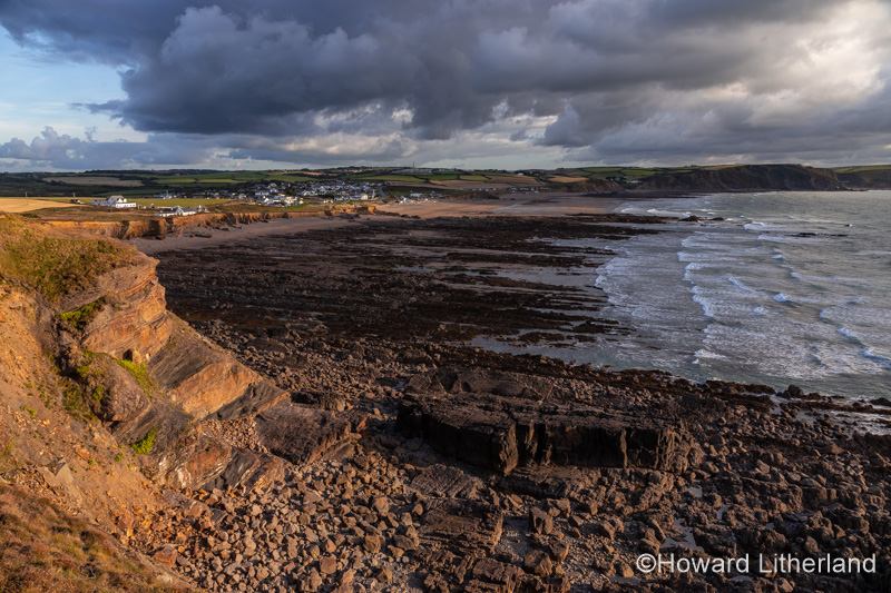 Atlantic coastline of Cornwall, England at Widemouth Bay