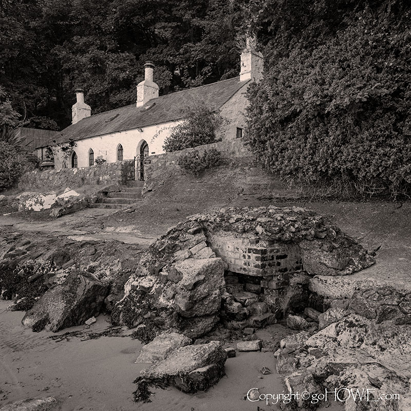Cottage on the beach at Llanbedrog on the Llyn Peninsula, Wales
