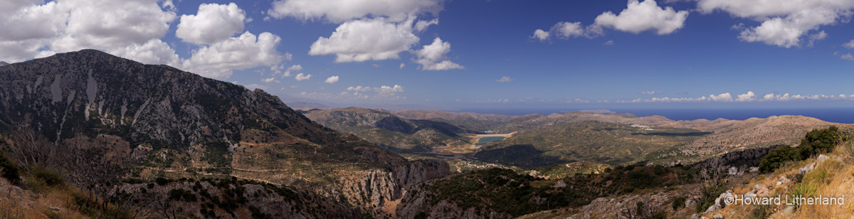 Panoramic view of the mountainous landscape of central Crete, as viewed from the Homo Sapiens Museum near Kera