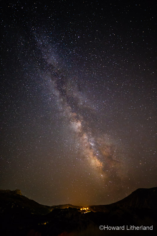 The milky way galactic centre over mountains of central Crete