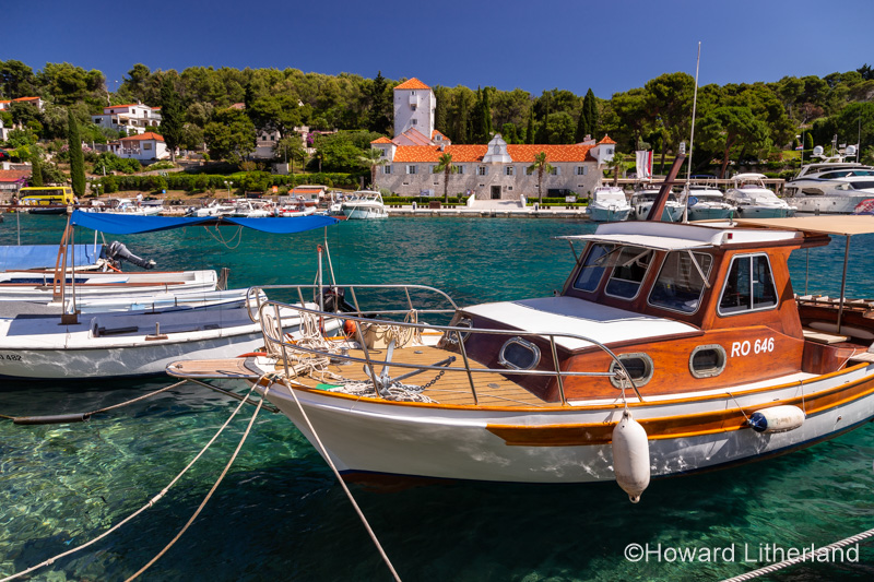 Boats moored in the harbour at Maslinica, Croatia