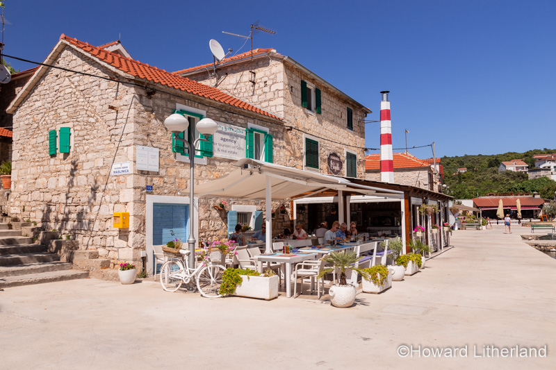 Cafe on the harbour at Maslinica on the Adriatic coast of Croatia