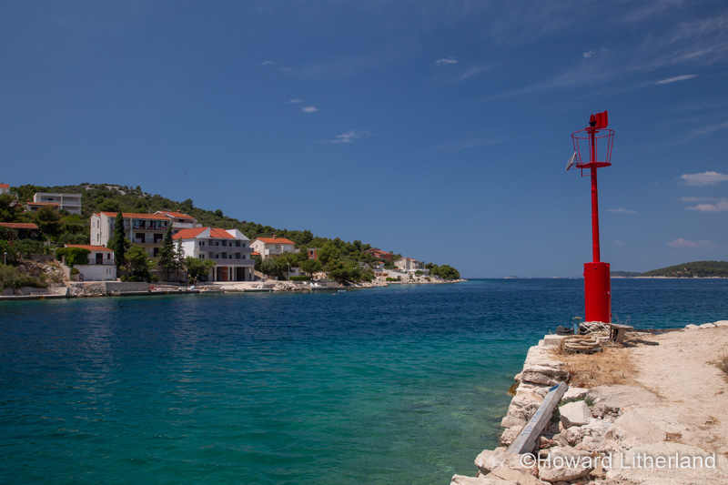 Harbour entrance marker at Razanj on the Adriatic coast of Croatia