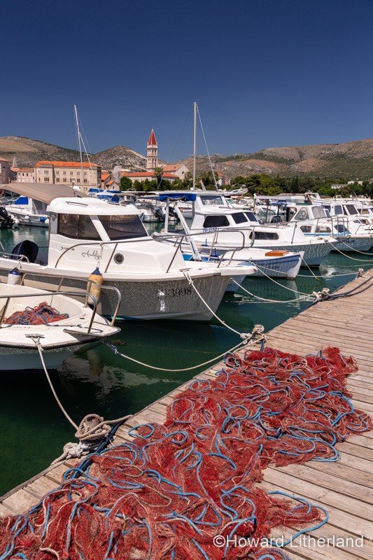 Fishing net and boats at Trogir, Croatia